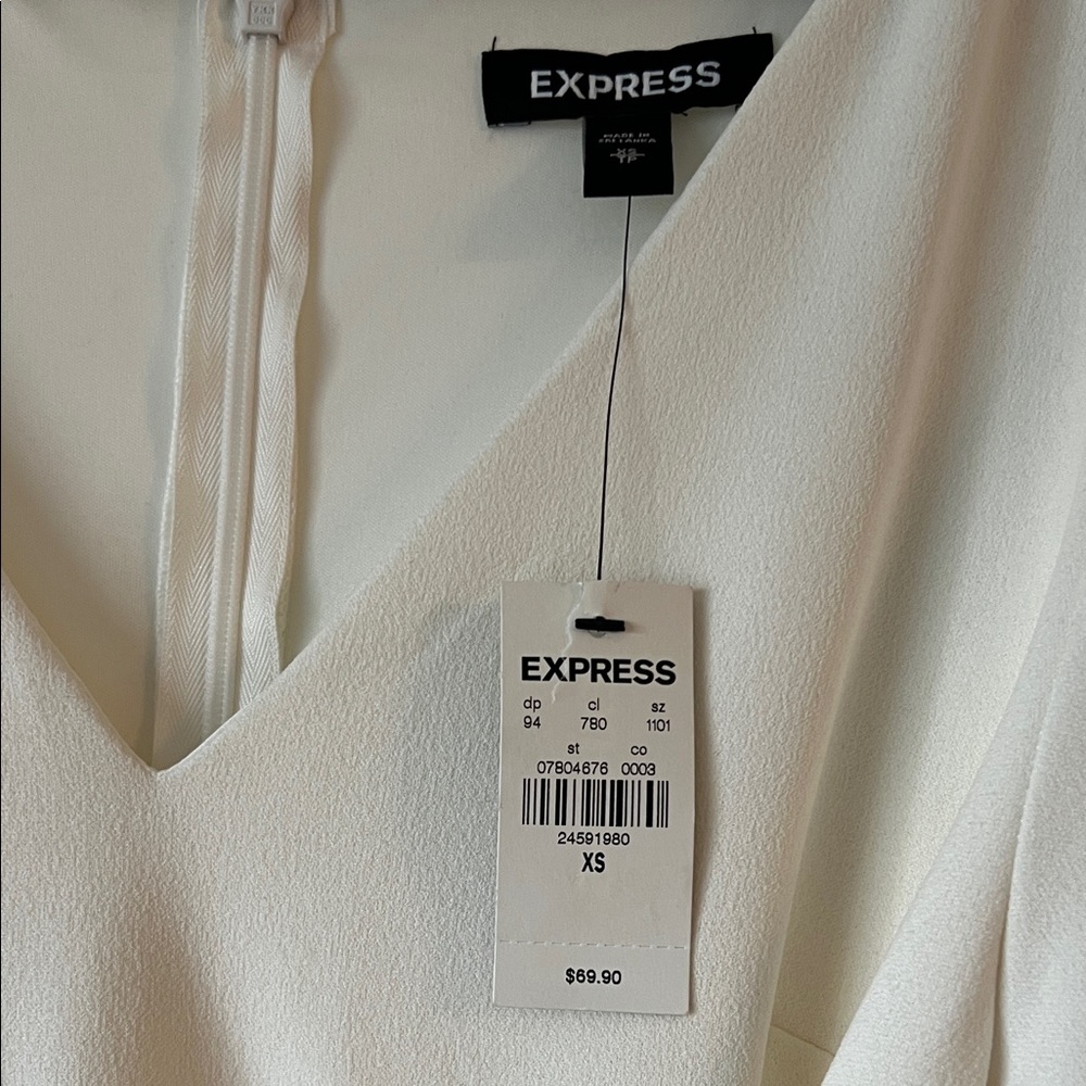 Express Cream Midi Dress with Tie Waist - Picture 3 of 5